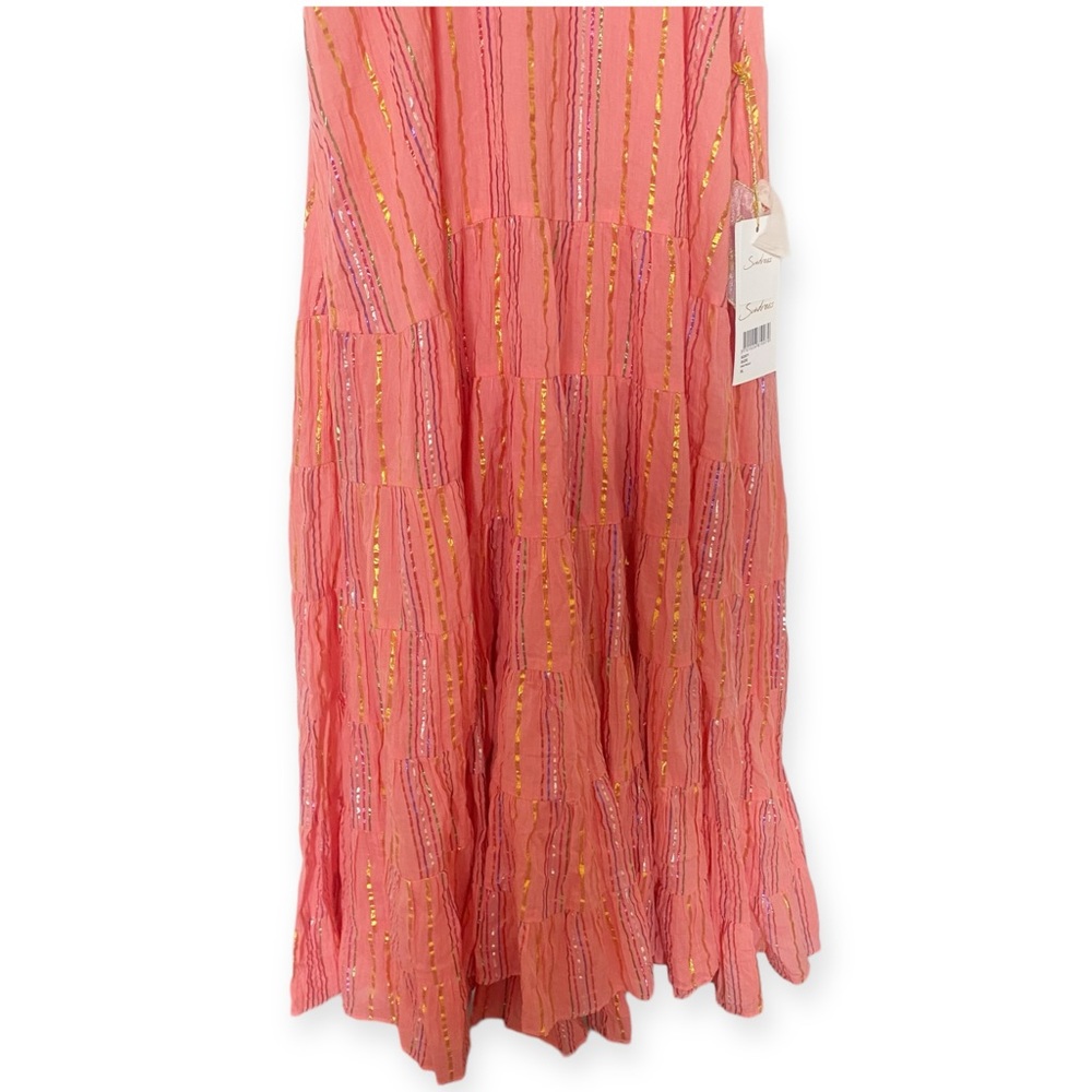 SUNDRESS Suzie Maxi Dress Sao Paolo Rainbow Metallic Stripe Bright Pink XL NWT - Picture 7 of 13